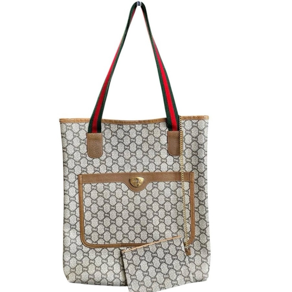 Gucci Plus GG Monogram
Coated Canvas Sherry Line Vintage
Tote with Pouch
